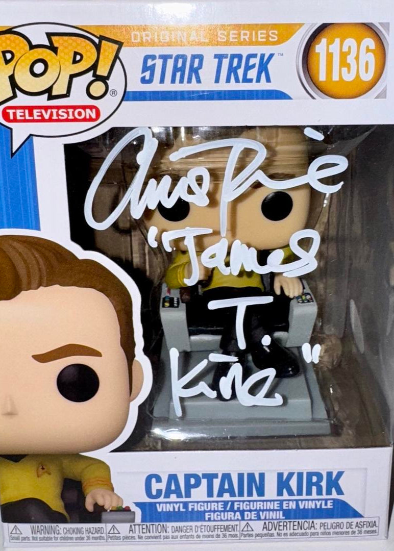 Chris Pine Signed Funko Pop "Captain Kirk" (Star Trek) w/Character Name - JSA COA